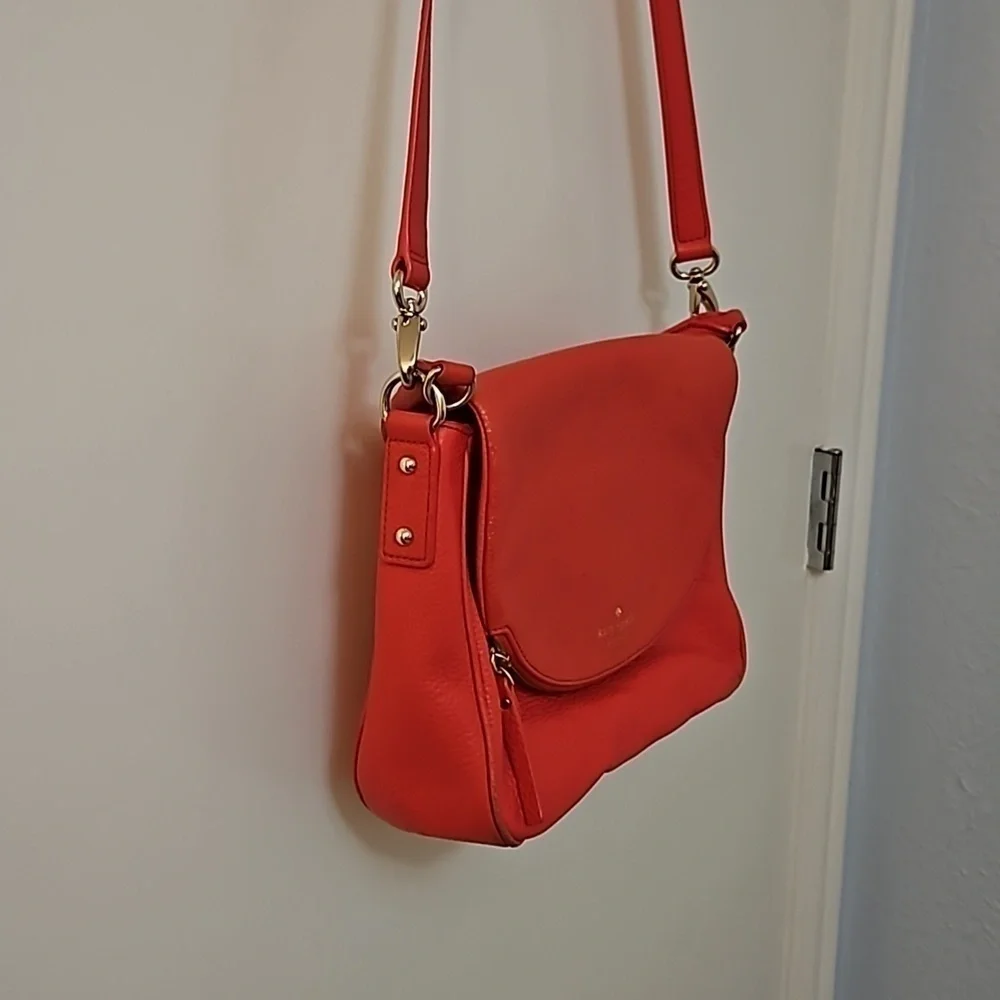 KATE SPADE Jackson Coral Pebble Leather Flap Shoulder Bag